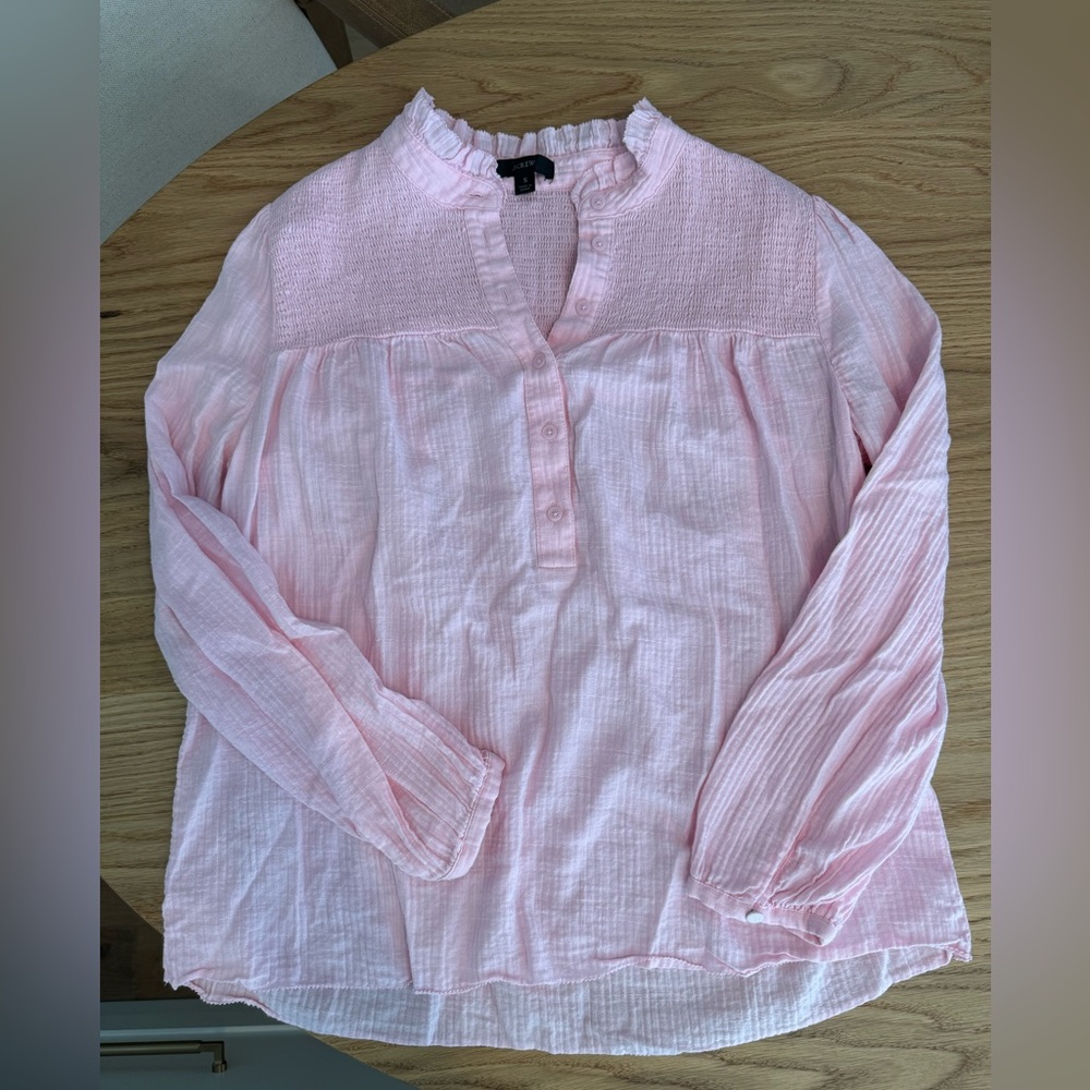 J Crew Women's Pink Pintuck Long Sleeve Shirt in Size S